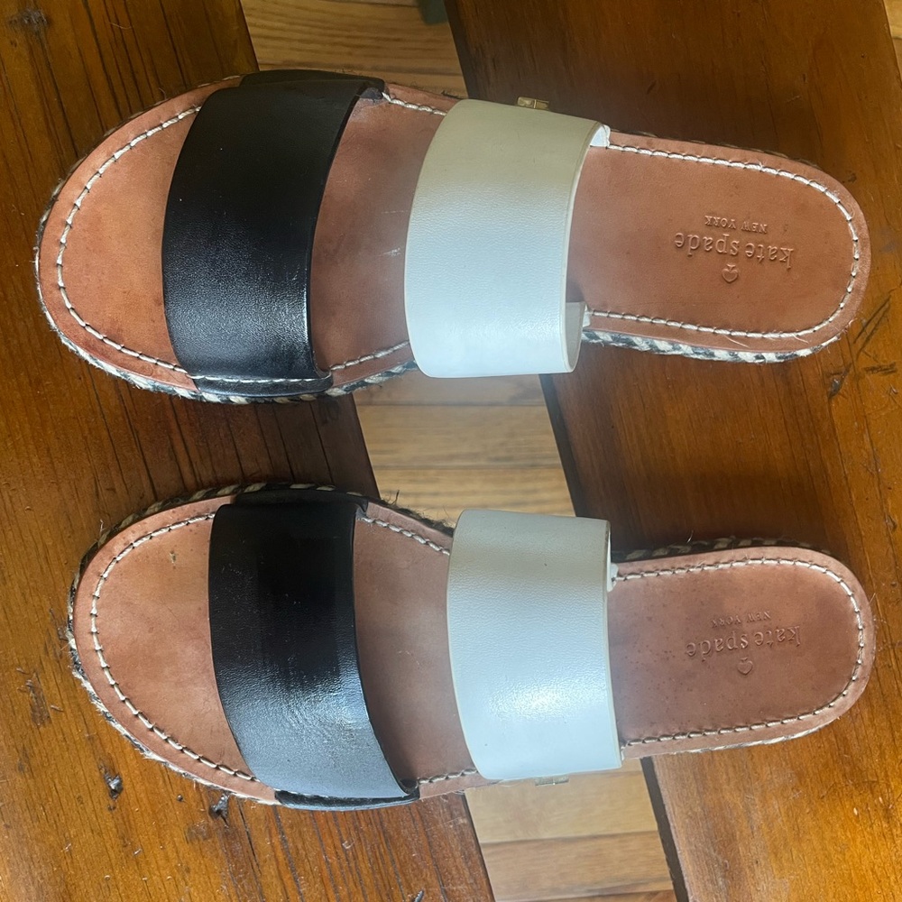 Kate Spade Black and White Slide Sandals